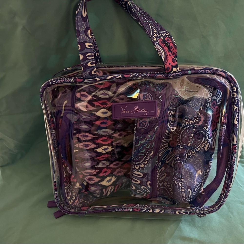 Vera Bradley 4 PC cosmetic organizer large travel,toiletry case. Never used!